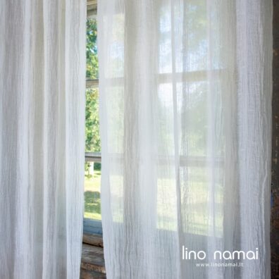 Pieno baltumo 100% lino užuolaida