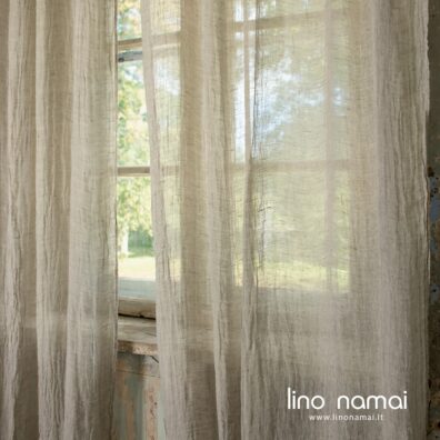 Lengvos permatomos minkštos baltai pilkšvos lininės užuolaidos