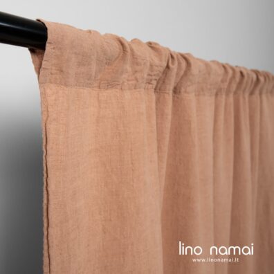 Lininė ruda užuolaida su kanalu karnizui