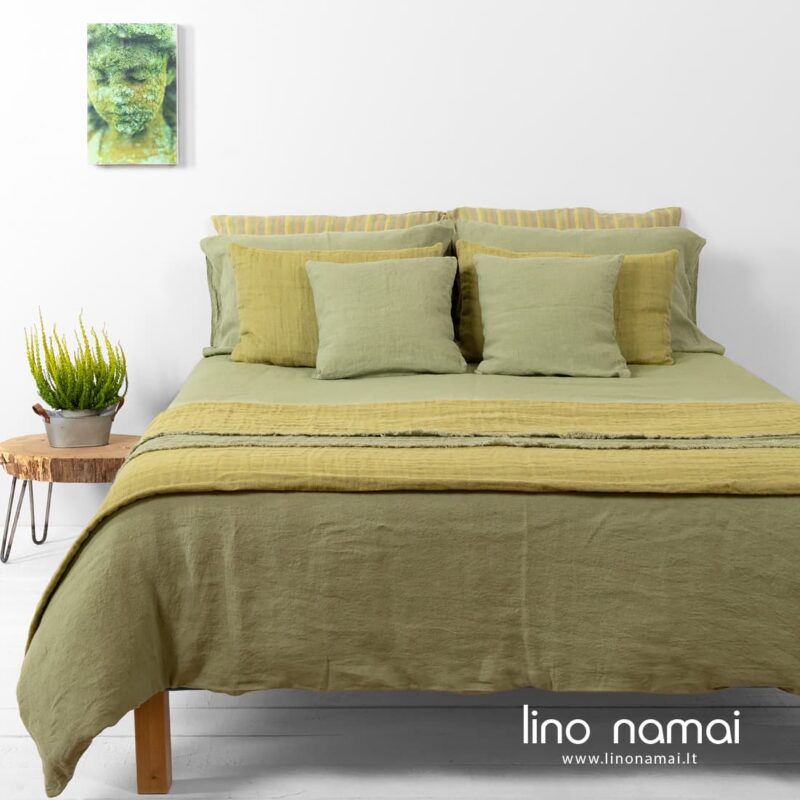 &Scaron;viesiai žalia lininė patalynė OLIV