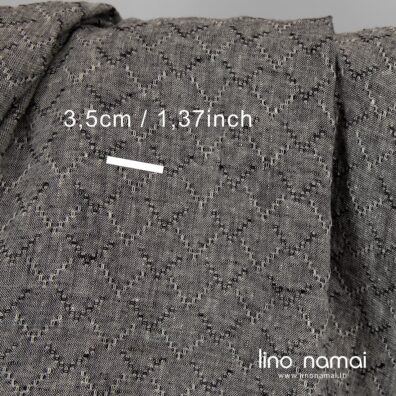 Gelsvai juodas melanžinis raštuotas lino audinys drabužiams, namų tekstilei