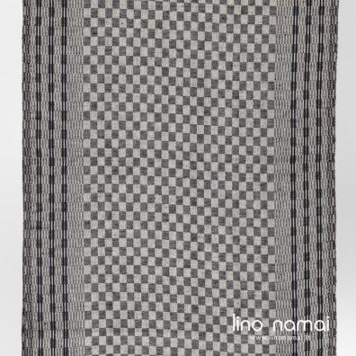 Puslininis rankšluostinis audinys juodai languotas