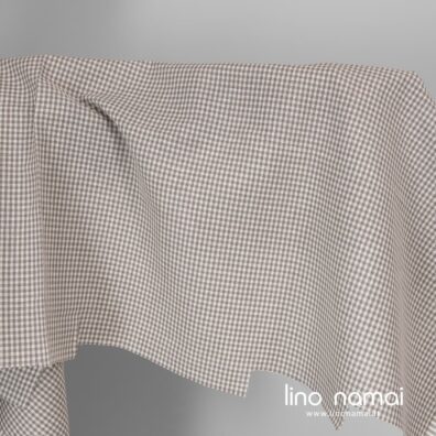 Puslininis audinys pilkai rusvais langeliais