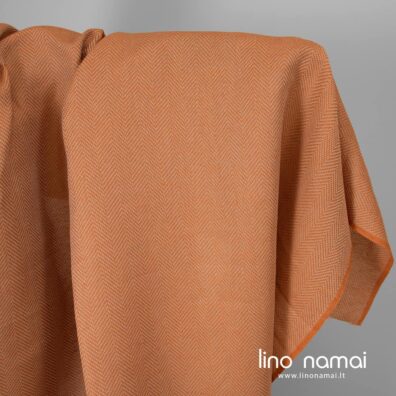 Puslininis oranžinis audinys „eglutės“ raštu