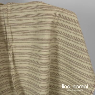 Puslininis žalsvas audinys rudais dryžiais