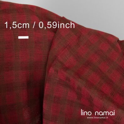 Rudai-raudonai languotas permatomas lininis audinys