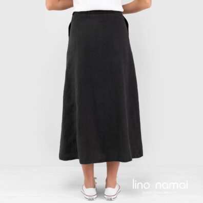 Lininis sijonas tamsiai pilkas, nugaros pusė