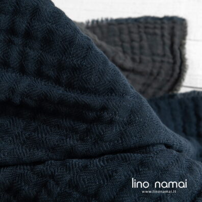 Minkštas skalbtas raštuotas lino-medvilnės pledas