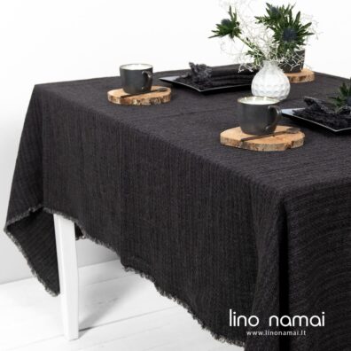 Lininė tamsiai pilka staltiesė