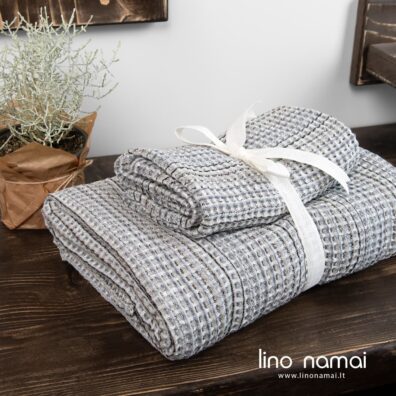 Puslininis „vaflinis“ pilkas rankšluostis, du dydžiai