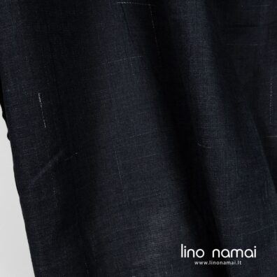 Tvirtas, tankus, vidutinio storio tamsiai mėlynas lino audinys