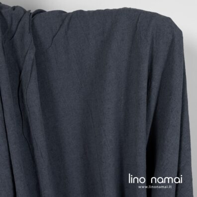 Puslininis platus audinys mėlynai pilkas skalbtas