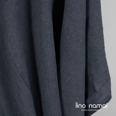 Platus lino-medvilnės audinys iš mėlynai pilkų ir juodų verpalų