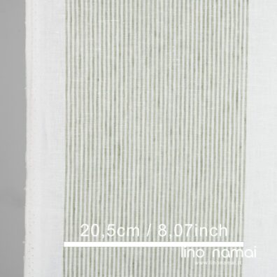 Gelsvai baltas lininis rankšluostinis audinys žalsvomis juostelėmis