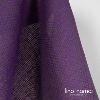 Lininis audinys violetinis raštuotas drbužiams, namų tekstilės gaminiams siūti