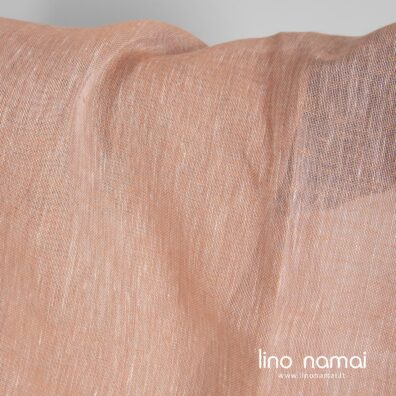 Retas lengvas lino audinys iš persikinės spalvos ir baltų verpalų