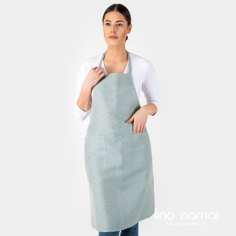 Lininė melsvai žalsva prijuostė