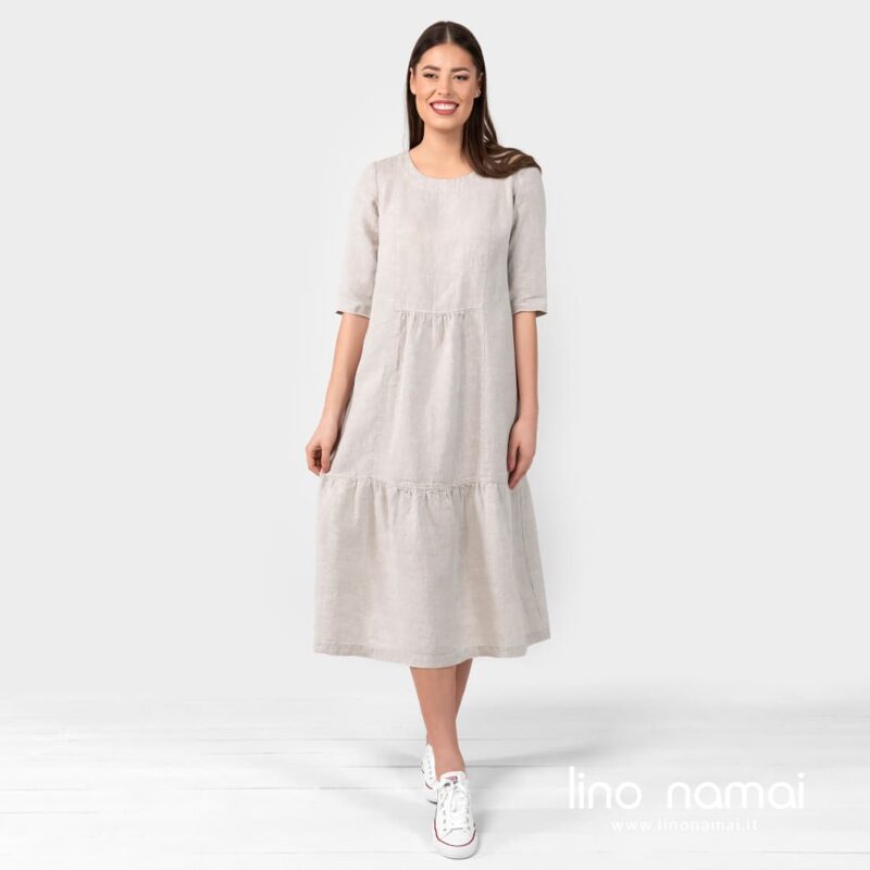 Lininė pilka suknelė