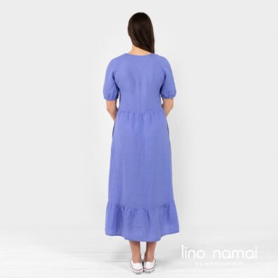 Lininė violetinė suknelė, nugaros pusė