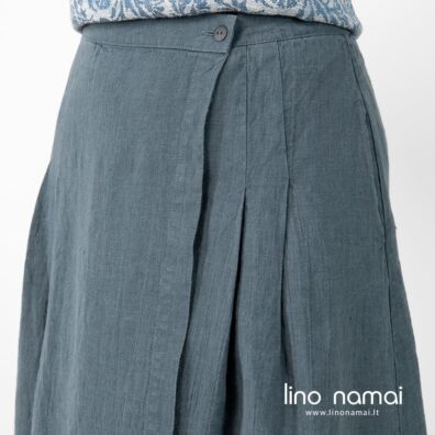 Lininis pilkas ilgas susiaučiamas sijonas