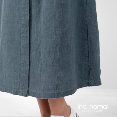 Lininis sijonas iš melsvai pilko minkšto švelnaus skalbto audinio