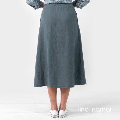 Lininis pilkas ilgas sijonas, nugaros pusė