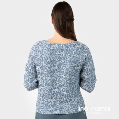 Lininė gėlėta palaidinė, nugaros pusė