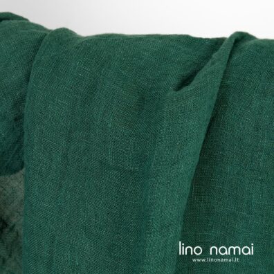 Lininis audinys žalias permatomas skalbtas tinka šalikams, užuolaidoms siūti