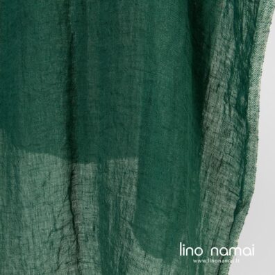 Lininis audinys žalias permatomas skalbtas minkštas švelnus