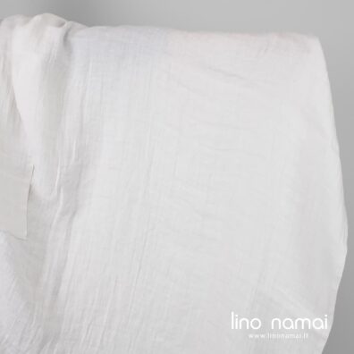 Baltas lininis audinys langeliais skalbtas