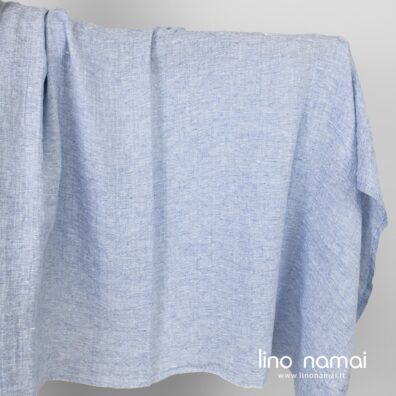 Lininis audinys melsvas melanžinis raštuotas skalbtas