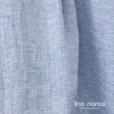 Minkštas švelnus skalbtas mėlynai baltas lino audinys