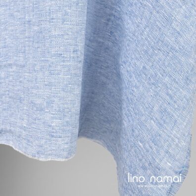 Lininis audinys melsvas melanžinis raštuotas tinka drabužiams, šalikams, skaroms, užuolaidoms siūti