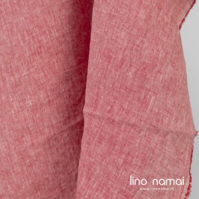 Lininis melanžinis audinys iš raudonų ir baltų verpalų