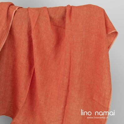 Lininis audinys raudonai gelsvas melanžinis, skalbtas