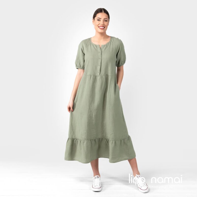 Lininė žalsva suknelė