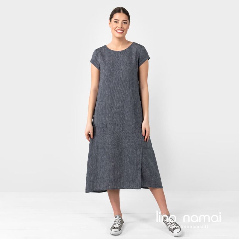 Lininė mėlyna suknelė
