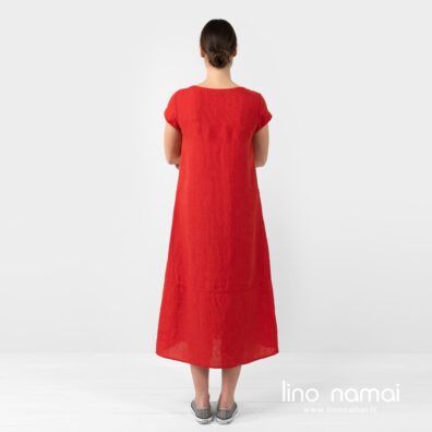 Tiesaus silueto lininė raudona suknelė