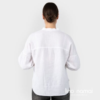 Lininė balta palaidinė, nugaros pusė