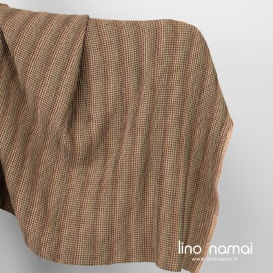 Puslininis audinys rudas „vaflinis“ skalbtas