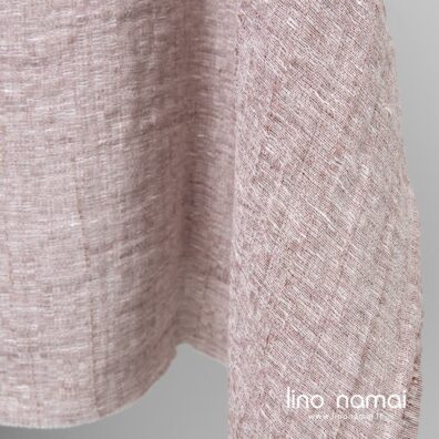 Minkštas švelnus skalbtas rudai baltas lino audinys