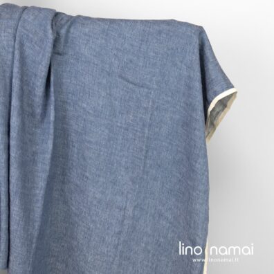 Puslininis audinys mėlynai baltas dvipusis skalbtas