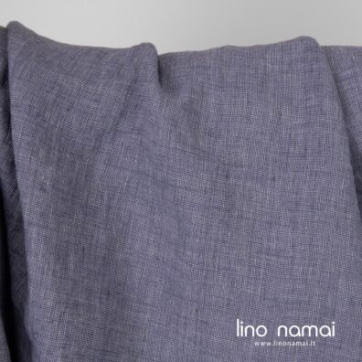 Lininis audinys pilkai violetinis melanžinis skalbtas drabužiams ir namų tekstilei siūti