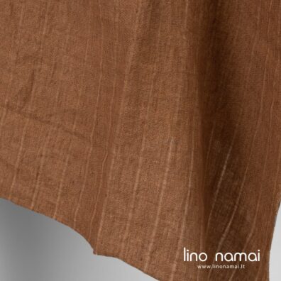 Lininis audinys dryžuotas rudas skalbtas tinka drabužiams, šalikams, skaroms, staltiesėms, servetėlėms, užuolaidoms siūti