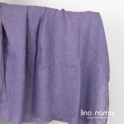 Lininis audinys violetinis ažūriniais langeliais skalbtas