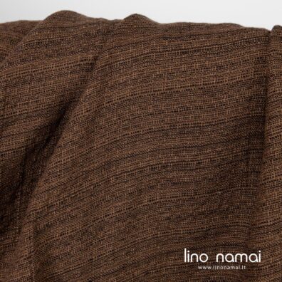 Lininis audinys raštuotas rudas plautas minkštas švelnus