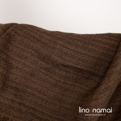 Lininis audinys raštuotas rudas plautas drabužiams ir namų tekstilei siūti