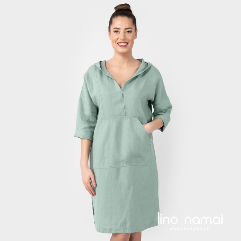 Lininė žalsva suknelė