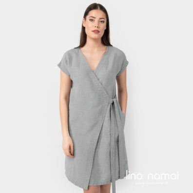 Lininė šviesiai pilka suknelė