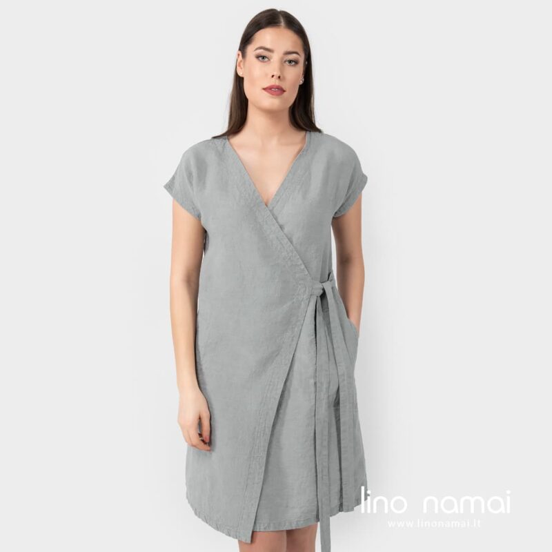 Lininė &scaron;viesiai pilka suknelė